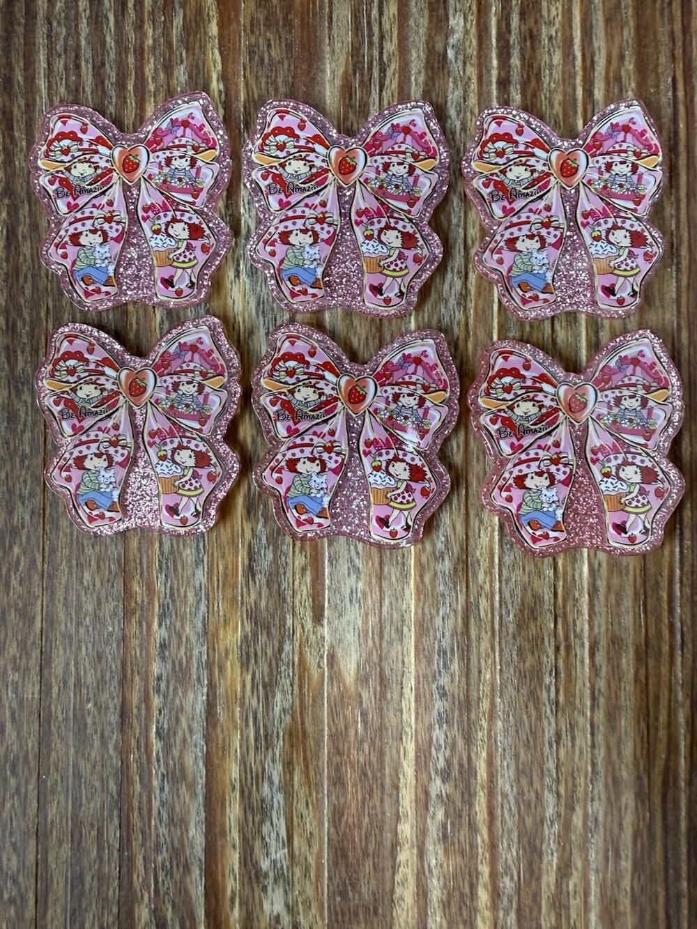 6 Pc Strawberry Shortcake Acrylic Flatbacks